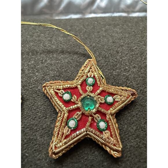 8 Vintage Christmas Ornaments, Velvet Beaded Pearls Holiday 2” - Picture 5 of 9